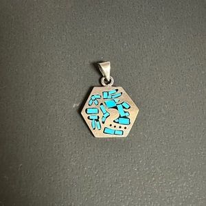 Sterling silver Mexico pendant with turquoise enamel